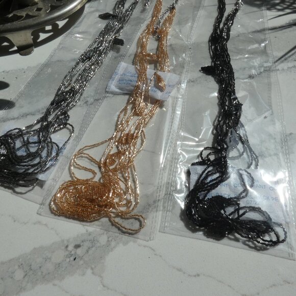 Vintage Inspired Victorian Beaded Necklace-Glass Beads and Iron - Picture 3 of 4